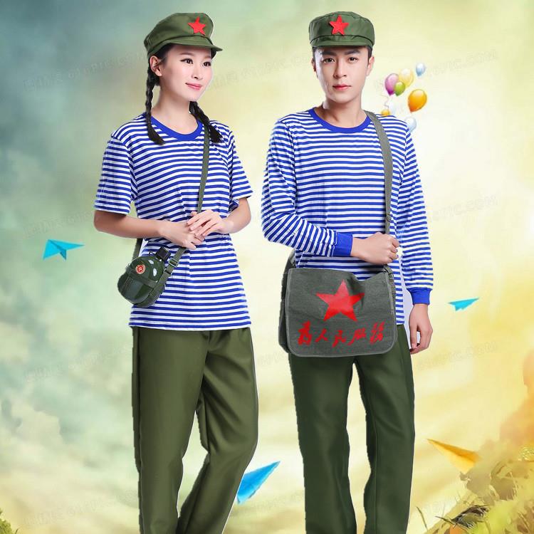 65式的确良涤卡黄蓝军绿色老式男工装裤子演出服军训服战术迷彩裤