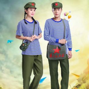 65式的确良涤卡黄蓝军绿色老式男工装裤子演出服军训服战术迷彩裤