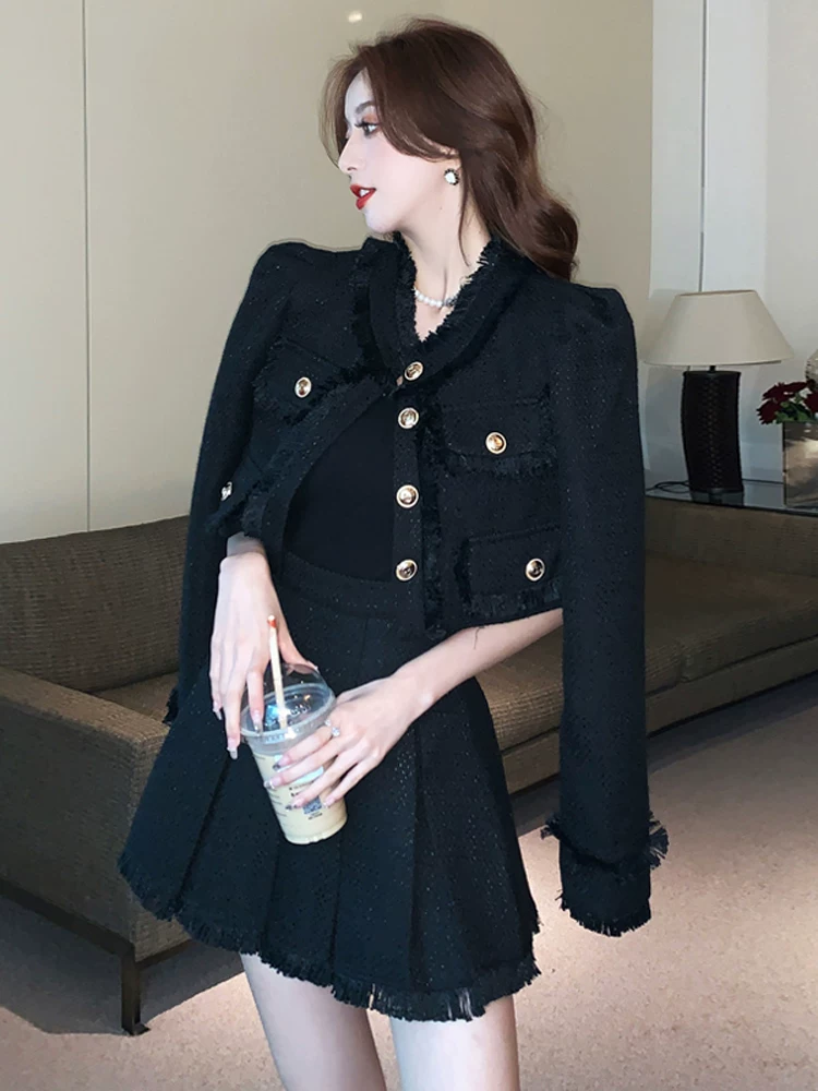 Короткий костюм, юбка, демисезонный набор, французский стиль, стиль Chanel