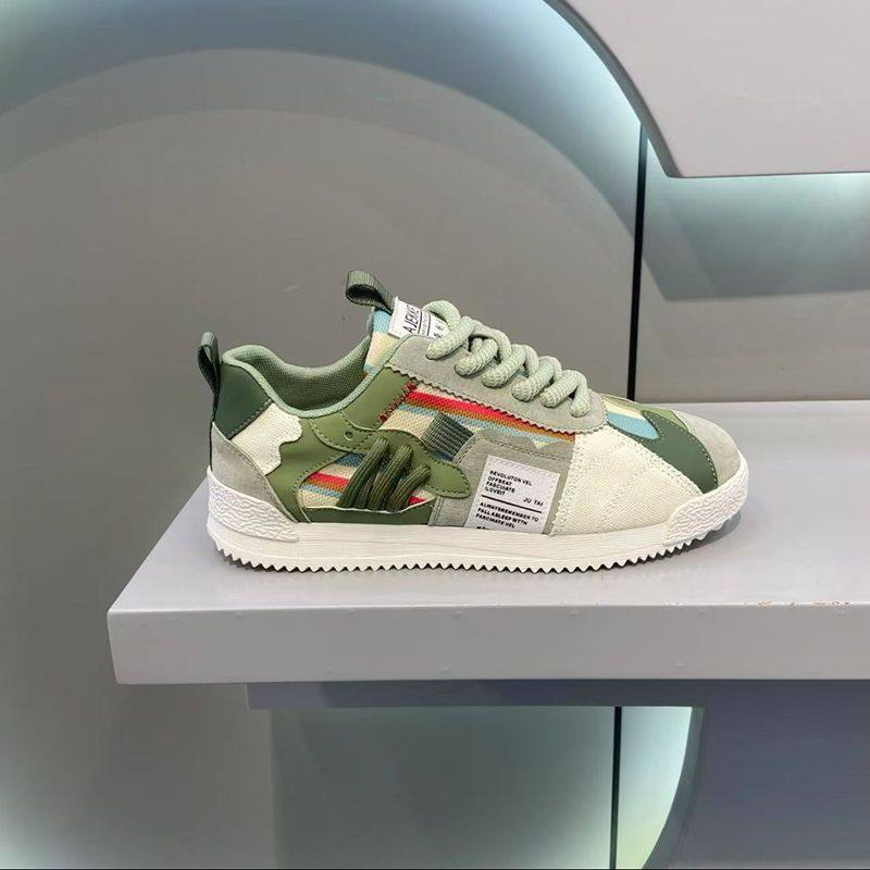 男鞋2025夏季新款时尚百搭软底低帮阿甘鞋皮布拼接透气个性休闲鞋,流行男鞋,时尚休闲鞋,淘宝优惠券,粉丝福利购,淘宝优惠卷