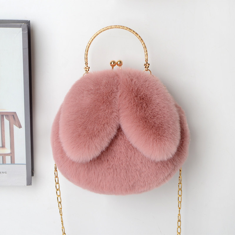 兔耳朵仿獭兔毛手提毛绒链条包女士手机包可爱休闲单肩斜挎豆豆包,箱包皮具/热销女包/男包,通用款女包,淘宝优惠券,粉丝福利购,淘宝优惠卷