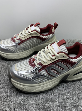 品牌断码处理3536厚底老爹鞋女2025新款显脚小网面透气跑步运动鞋