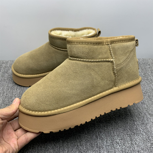 断码处理40码东北厚底雪地靴女2025冬新款加绒保暖一脚瞪短筒棉鞋