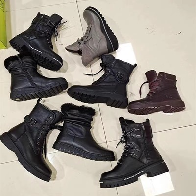 马丁靴人造毛橡胶底真皮短靴特价