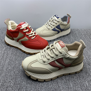 女 春秋休闲百搭拼色跑步鞋 商场撤柜处理真皮运动老爹鞋 女2025新款