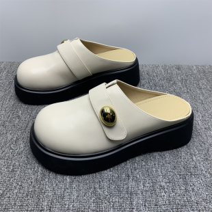 外穿懒人午后跟女单鞋 女2026春夏新款 厚底包头半托鞋 撤柜处理36码