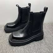 真皮厚底马丁靴女2025秋冬新款 撤柜断码 处理38码 中筒切尔西女单靴