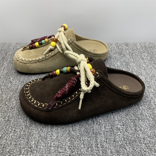 撤柜处理真皮大头博肯托鞋女2026新款细带外穿增高包头懒人袋鼠鞋