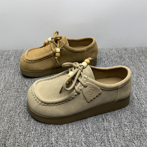 专柜撤柜处理真皮复古全包博肯鞋女2025新款厚底细带牛皮浅口单鞋