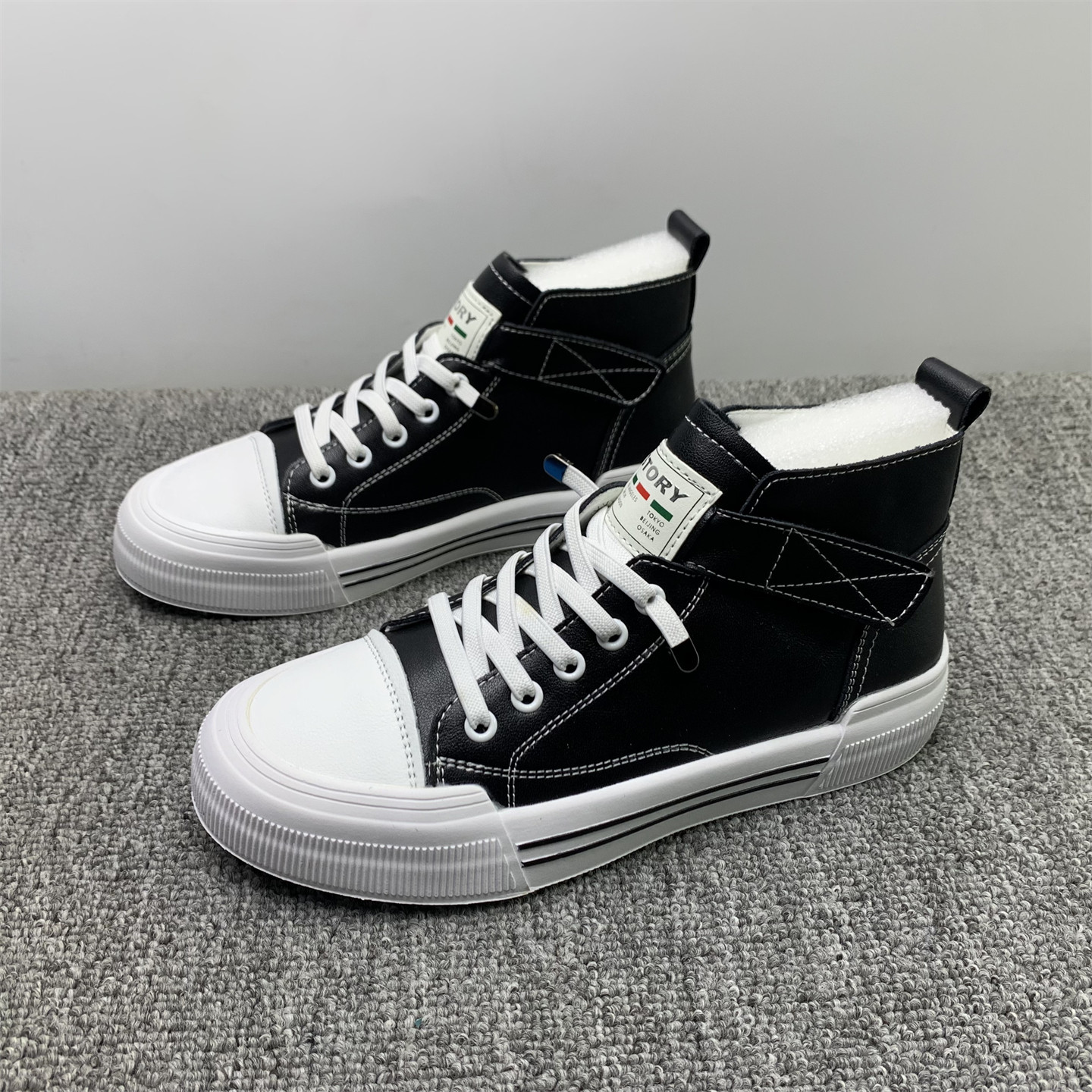 断码清仓处理3536码真皮高帮鞋女2025秋季新款平底防滑学生休闲鞋,女鞋,高帮鞋,淘宝优惠券,粉丝福利购,淘宝优惠卷