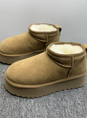 撤柜处理真皮全羊毛厚底雪地靴女冬季羊皮毛一体加厚保暖防滑棉鞋