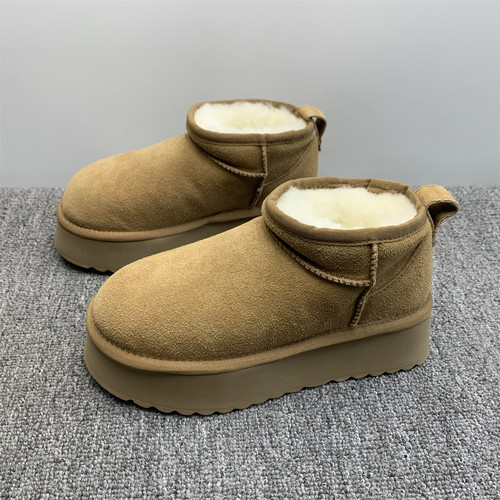 撤柜处理真皮全羊毛厚底雪地靴女冬季羊皮毛一体加厚保暖防滑棉鞋