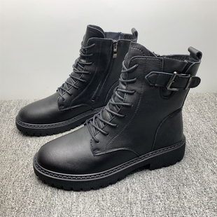 断码处理40码加绒黑色短靴女2025冬季新款英伦风显瘦中筒女靴子潮