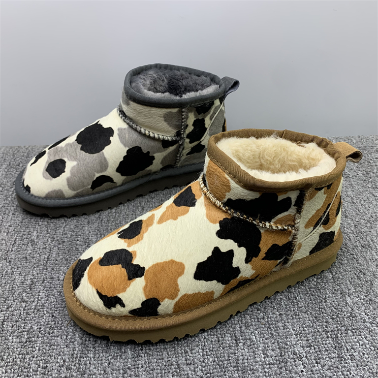 撤柜处理真皮马毛雪地靴女2025冬季新款加绒保暖轻便外穿东北棉鞋