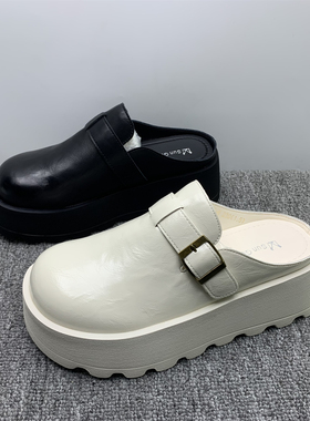 品牌断码处理厚底包头博肯鞋女2025新款一脚瞪小个子轻便外穿半托