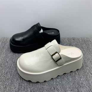 品牌断码处理厚底包头博肯鞋女2025新款一脚瞪小个子轻便外穿半托