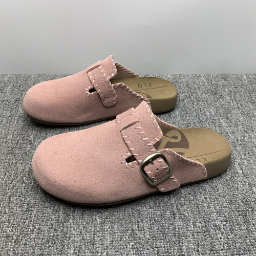 撤柜处理真皮博肯鞋半托鞋女2026新款软底复古外穿一脚瞪包头拖鞋