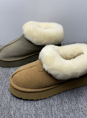 撤柜处理真皮厚底轻便羊毛口雪地靴女2025冬季新款真皮保暖毛毛鞋