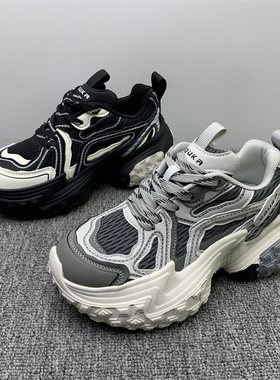 撤柜处理6厘米厚底老爹鞋女2025春新款增高小个子真皮运动休闲鞋