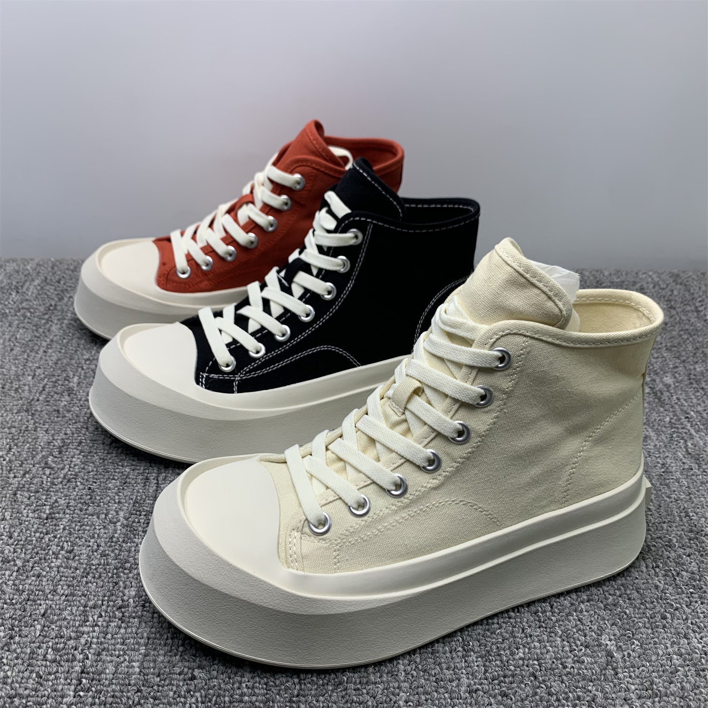 品牌撤柜处理厚底增高高帮帆布鞋女2025秋季新款丑萌休闲运动板鞋