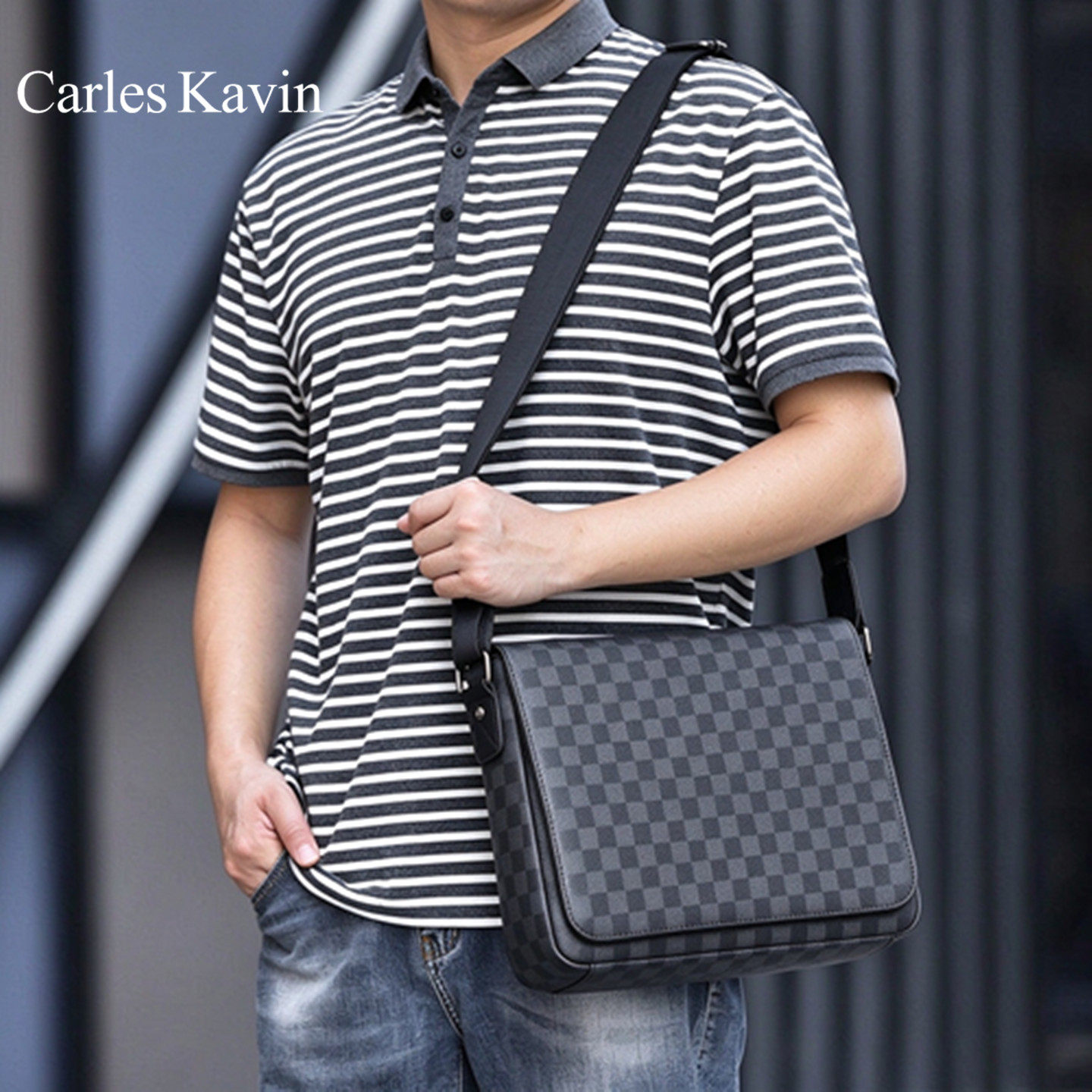 Carles Kavin欧美男士邮差包休闲单肩包斜跨包手机商务包电脑包