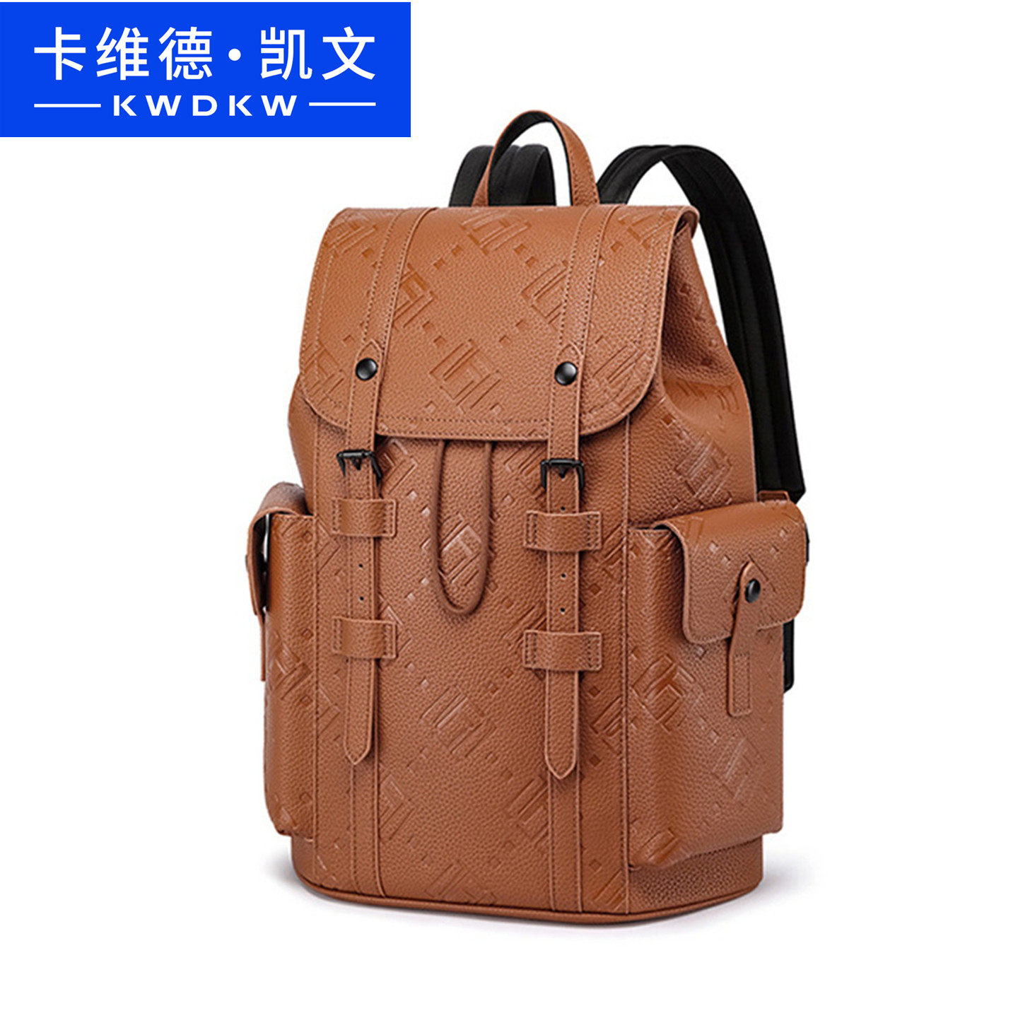 卡维德凯文男士双肩包欧美时尚格子背包潮牌大容量旅行休闲电脑包