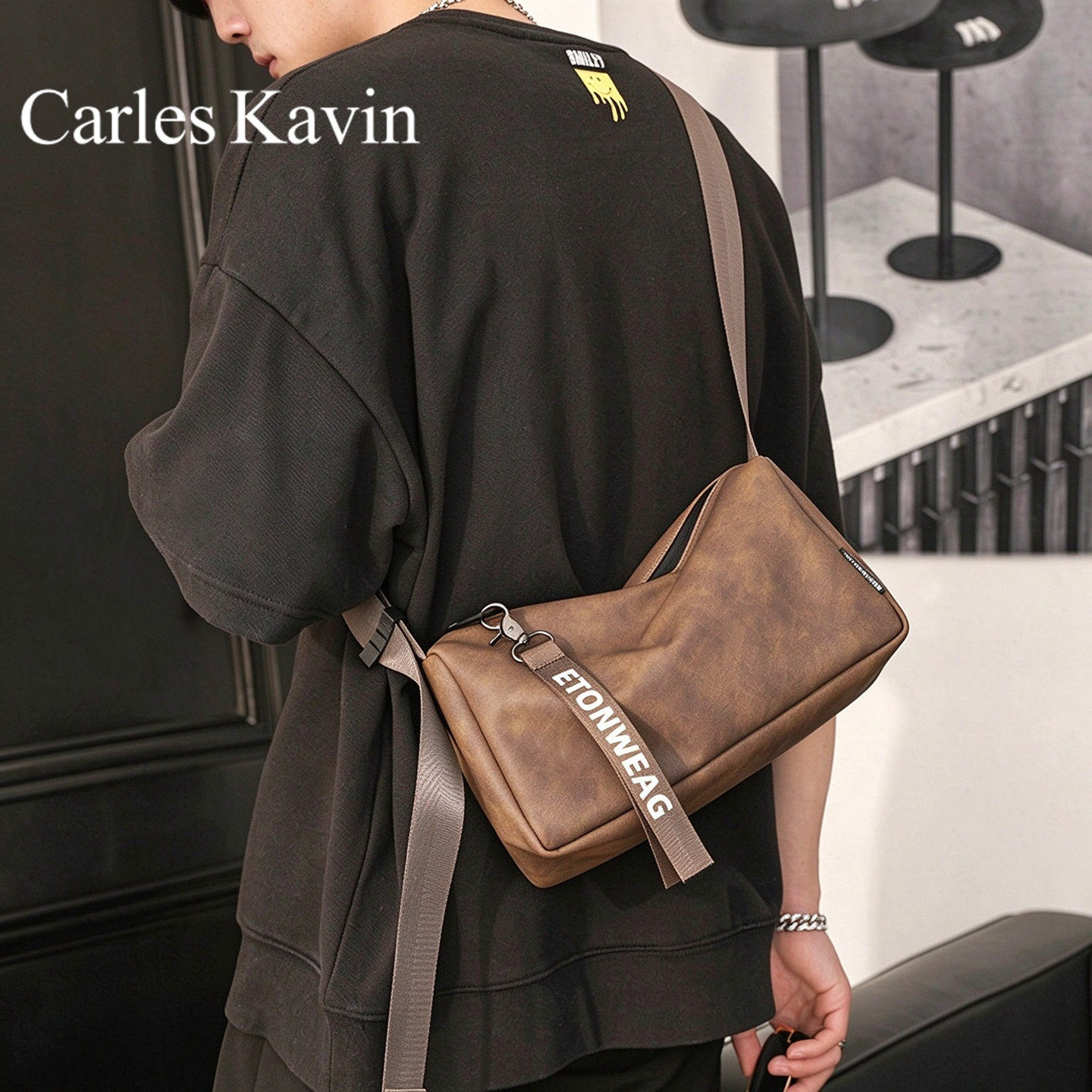 Cavid Kevin时尚休闲小方包单肩包韩版男士包潮流挎包背包手机包