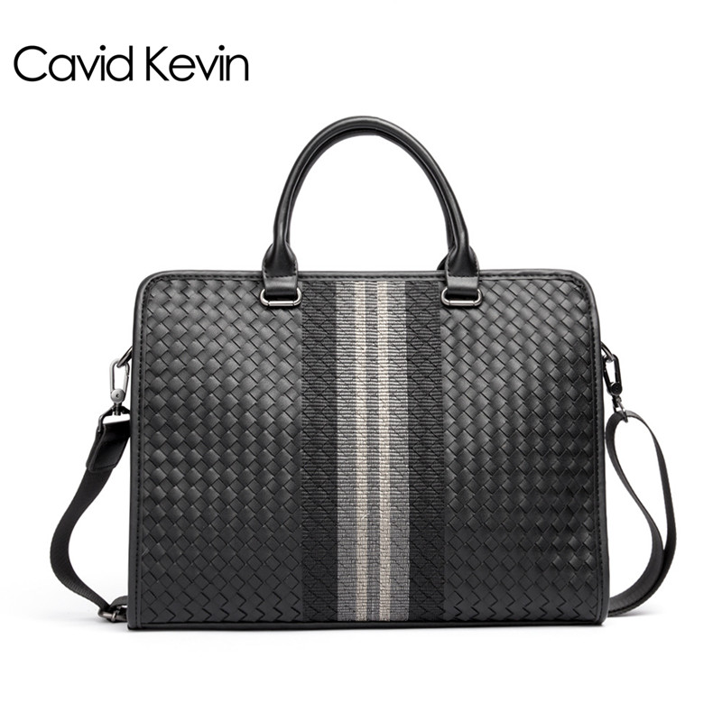Cavid Kevin男包时尚编织商务手提包单肩包公文包韩版斜挎背潮包