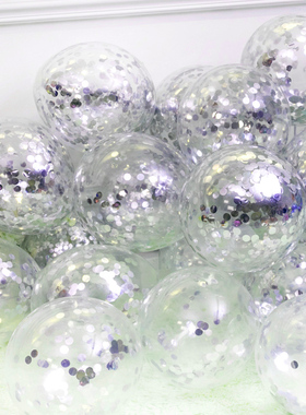 网红透明亮片气球汽球儿童周岁装饰生日派对场景布置