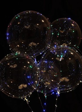 波波球发光火爆款玫瑰太空网红气球带灯地推结婚生日装饰场景布置