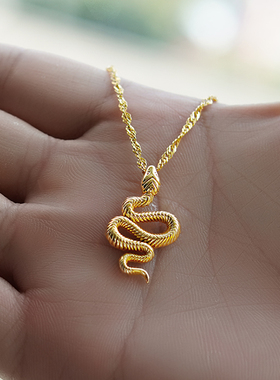 Goth Snake Pendant Necklace For Women Stainless Steel Gold P