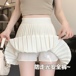 白色百褶裙女夏季a字辣妹高腰半身裙小个子西装裙显瘦超短裙裤裙