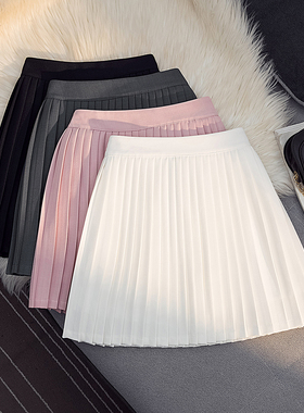 白色垂感西装百褶半身裙女2025春夏新款显瘦高腰小个a字jk短裙子