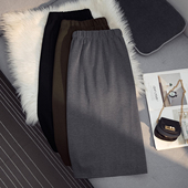高级感气质过膝开叉半身裙女2025高腰a字小个包臀ins中长款 裙子