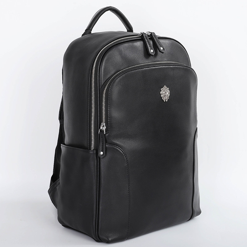 商务风头层牛皮双肩包男士大容量多功能电脑包黑色休闲男真皮背包