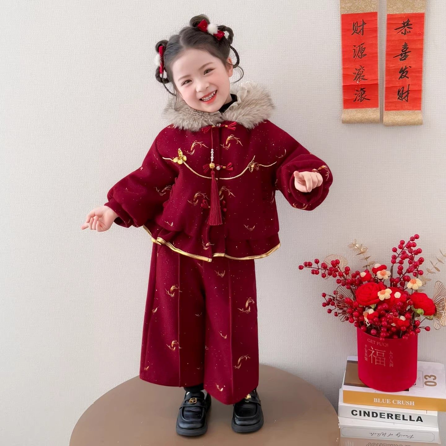 女童冬装套装2026新款儿童拜年服洋气时髦红色加绒上衣裤子两件套,童装/婴儿装/亲子装,套装,淘宝优惠券,粉丝福利购,淘宝优惠卷