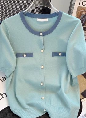 2025爆款夏季新款冰丝短袖小香风T恤衫女韩版宽松遮肚减龄上衣潮