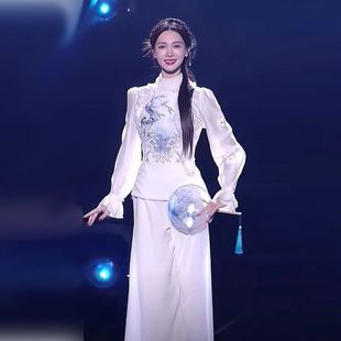 舞蹈服 国风青花瓷古典舞中国练功飘逸表演套装 舞蹈演出服同款 中式