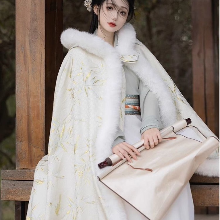 汉服女斗篷长款加绒加厚披风外套