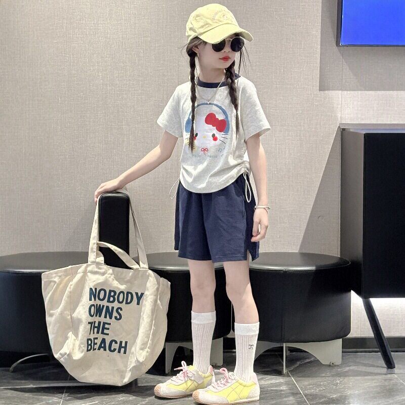 英国next debo女童夏季纯棉短袖T恤套装2026新款洋气时髦儿童衣服