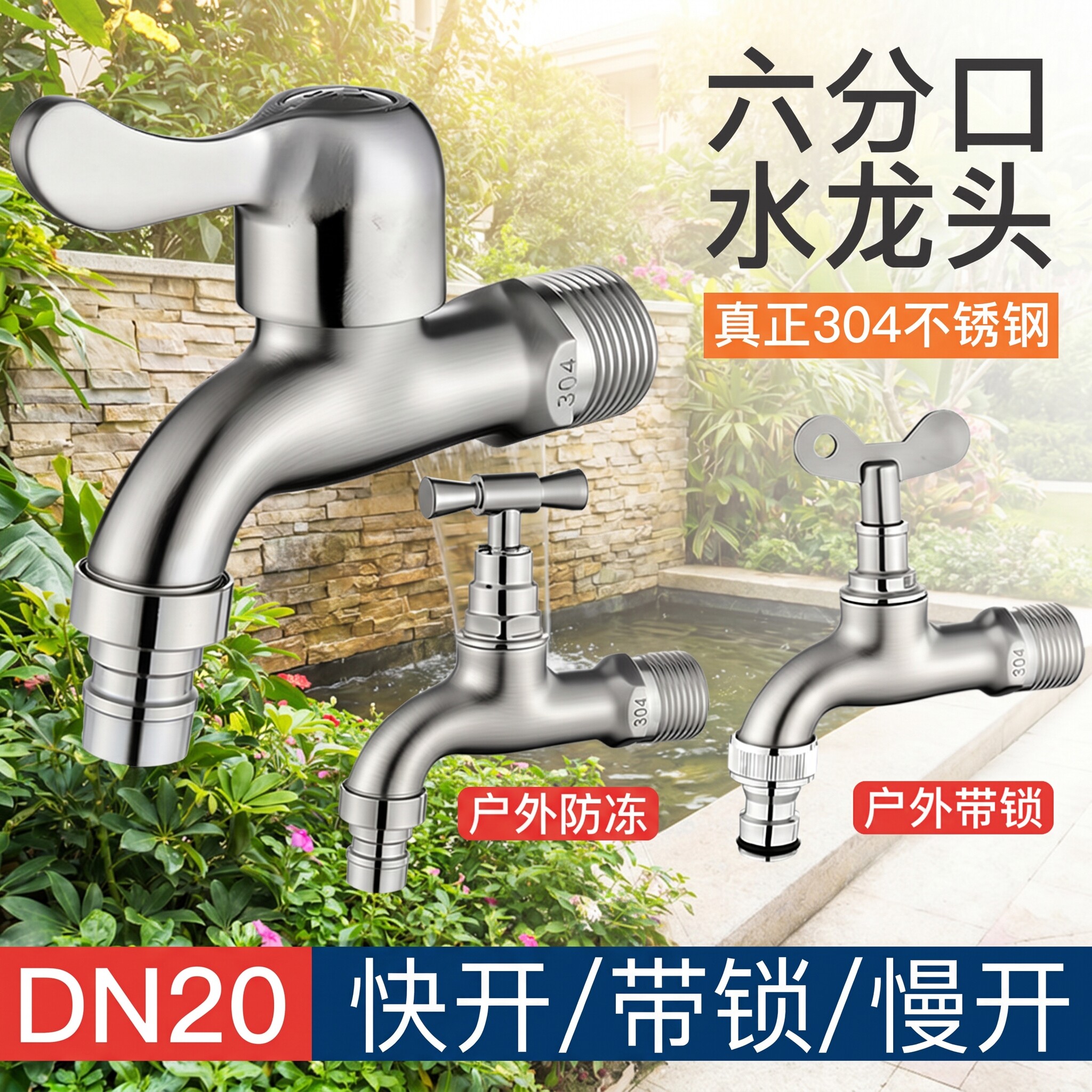 6分洗衣机水龙头洗车浇花庭院