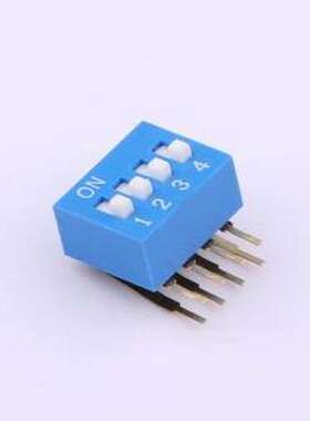 DA-4-B-T 拨码开关 2.54mm间距 4位 琴键式 90度弯插侧拨 蓝色 拨