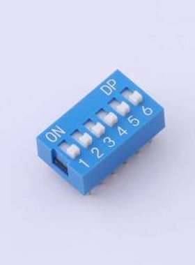 KH-BM2.54B-6P 拨码开关 蓝色拨码开关,6位,间距2.54mm 拨码开关