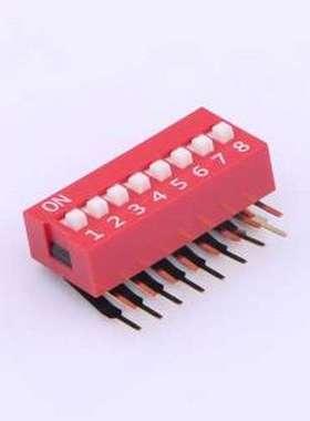 DA-08-R-T 拨码开关 红色90度弯脚 8位 KE拨码开关