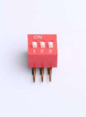 DA-3-R-T 拨码开关 2.54mm间距 3位 琴键式 90度弯插侧拨 红色 拨