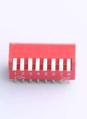 DL-08HT 拨码开关 2.54mm间距 8位 琴键式 直插侧拨长柄 红色 拨