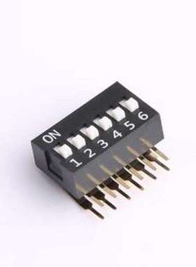 DA-06-K-T 拨码开关 6位 2.54mm间距 宽体黑色 直角型DA系列拨码