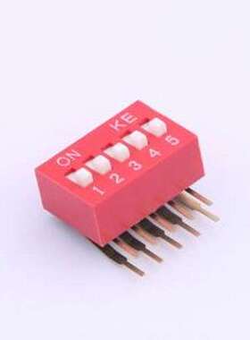 DSDA05LHGETR 拨码开关 2.54mm 宽体红色5位弯脚90°拨码开关