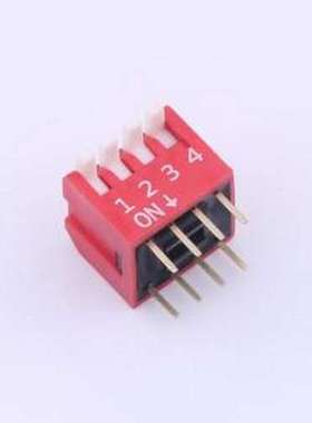 DP-04-R-T 拨码开关 红色侧拨长柄 4位 KE拨码开关 插件