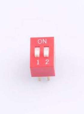 DS-02-R 拨码开关 拨码开关2.54mm间距,红色2PIN/位 立式直插平拨